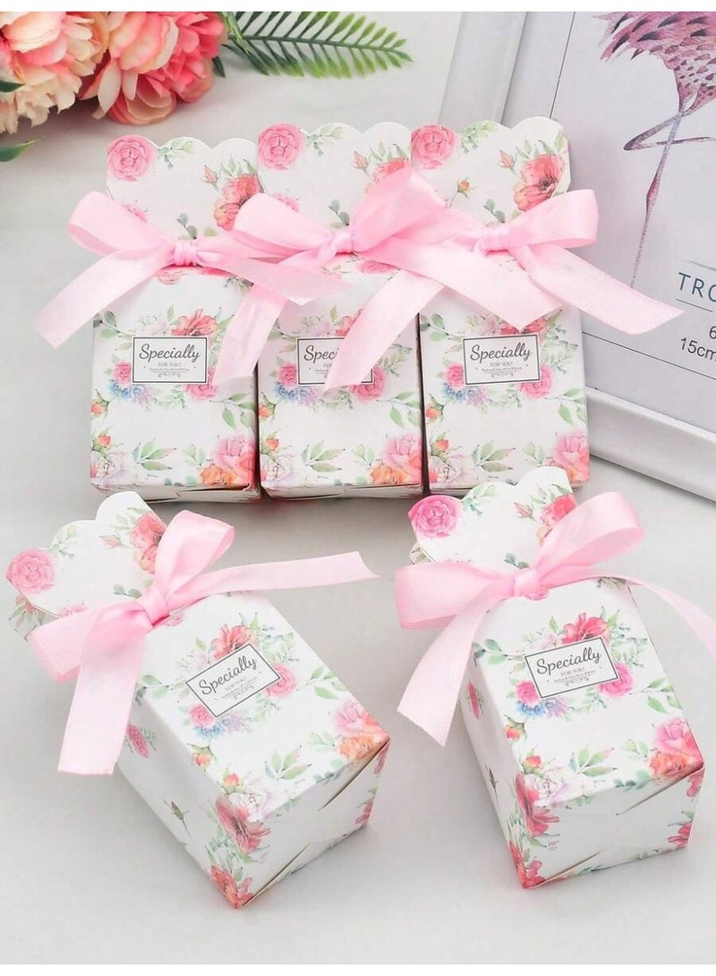 Eid Giveaway Gift Boxes with Elegant Pink Ribbon Decorative Treat Boxes for Sweets and Gifts 10 Pieces - Image 1
